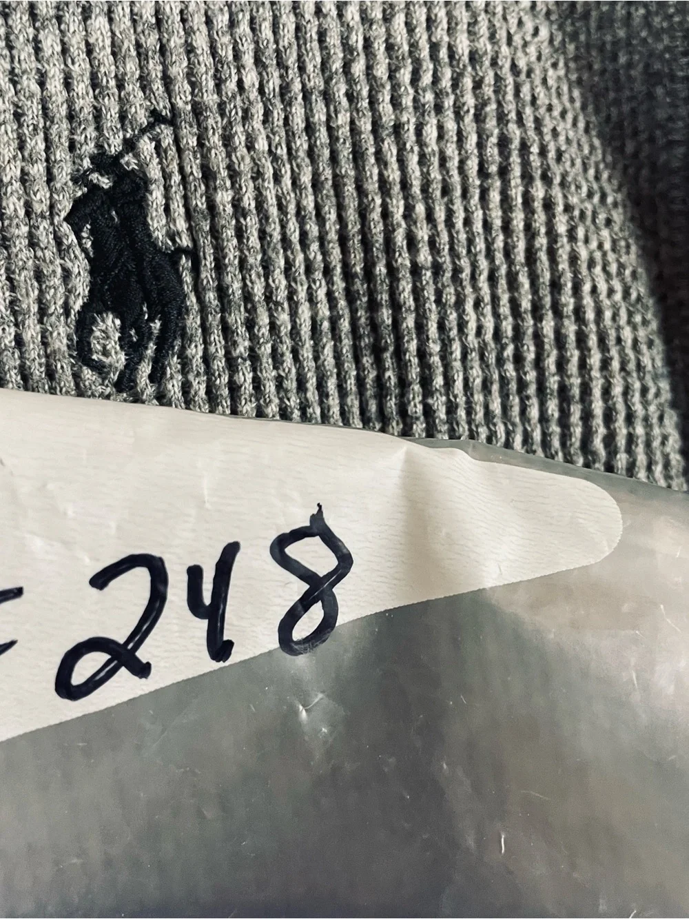 Polo Ralph Lauren Thermal Shirt Mens L Gray Waffle Knit Long Sleeve Pony F248